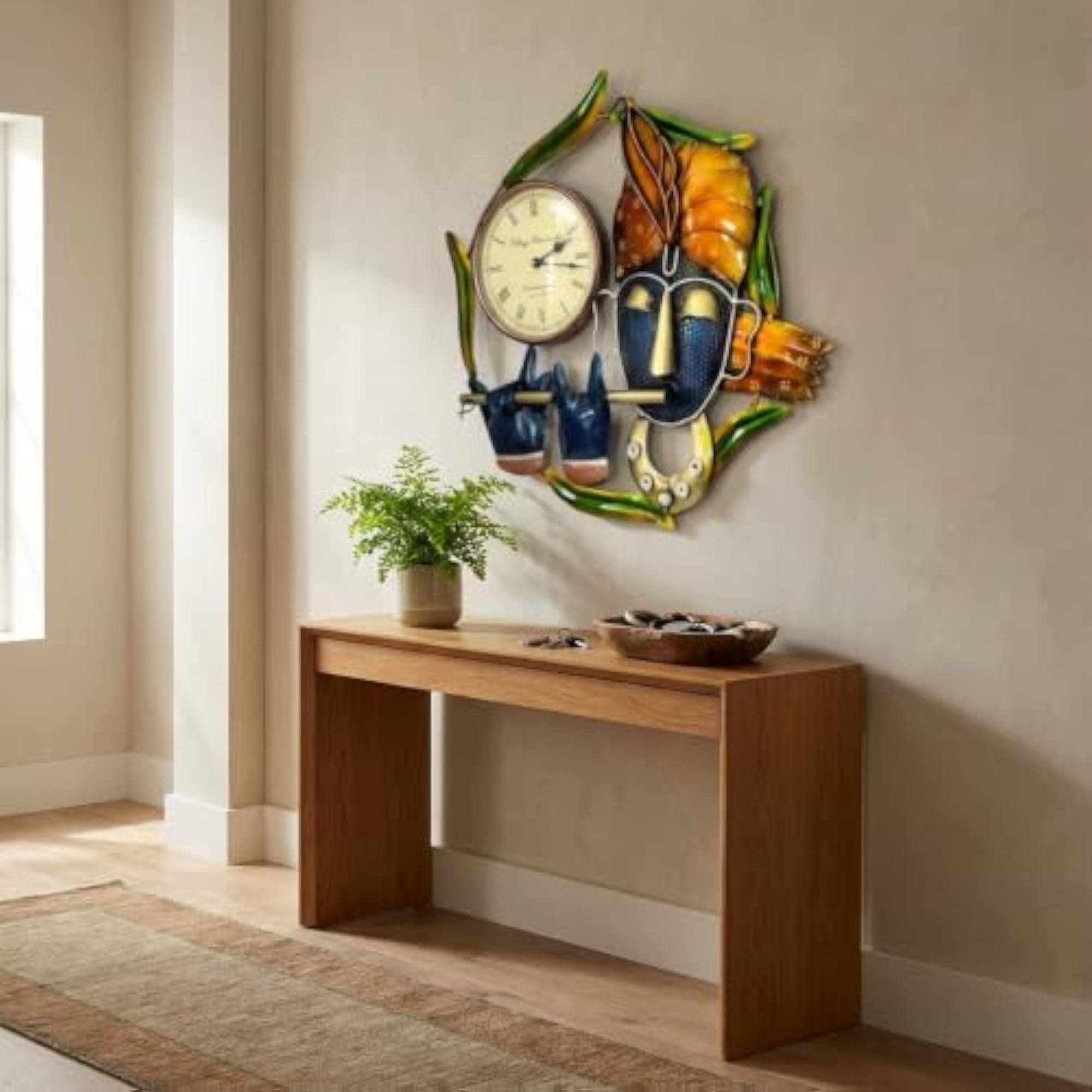 Handpainted Krishna Face Wall Clock